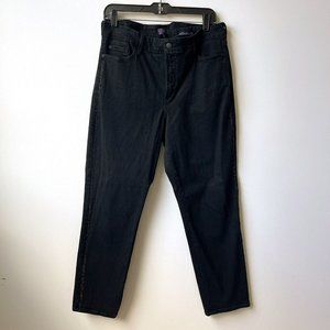 NYDJ Dark Wash Black Jeans Sequin Stripes Womens Size 14 EUC Made In USA